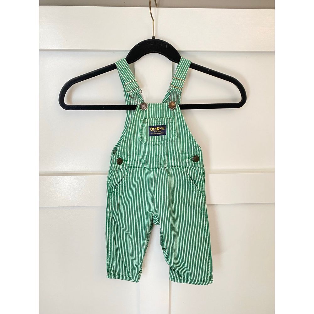 Oshkosh vintage 80s green white overalls‎ euc